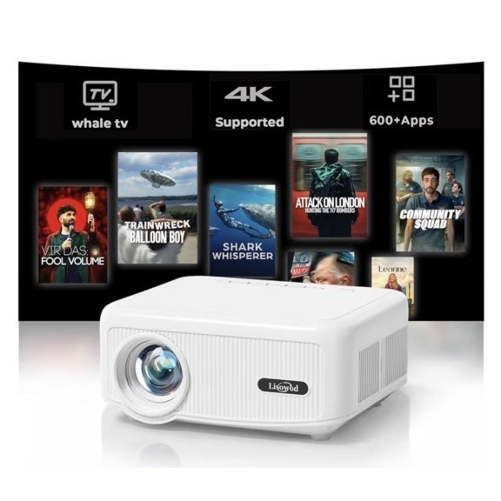 Lisowod L02 1080P WiFi Bluetooth Projector 1200 ANSI |‎ Netflix, YouTube, 4K - Picture 7 of 13